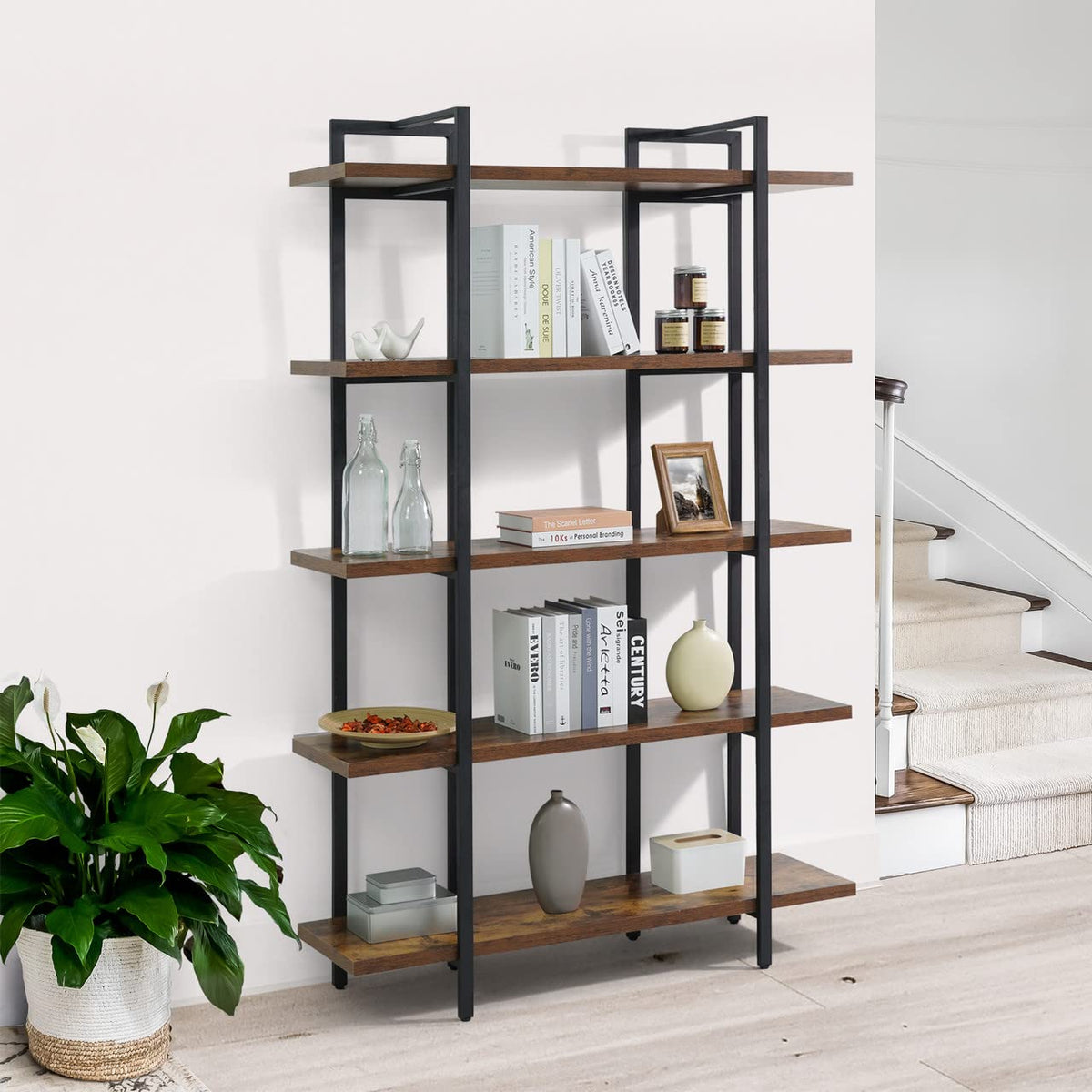 5-Tier Wood and Metal Book Shelf P7403
