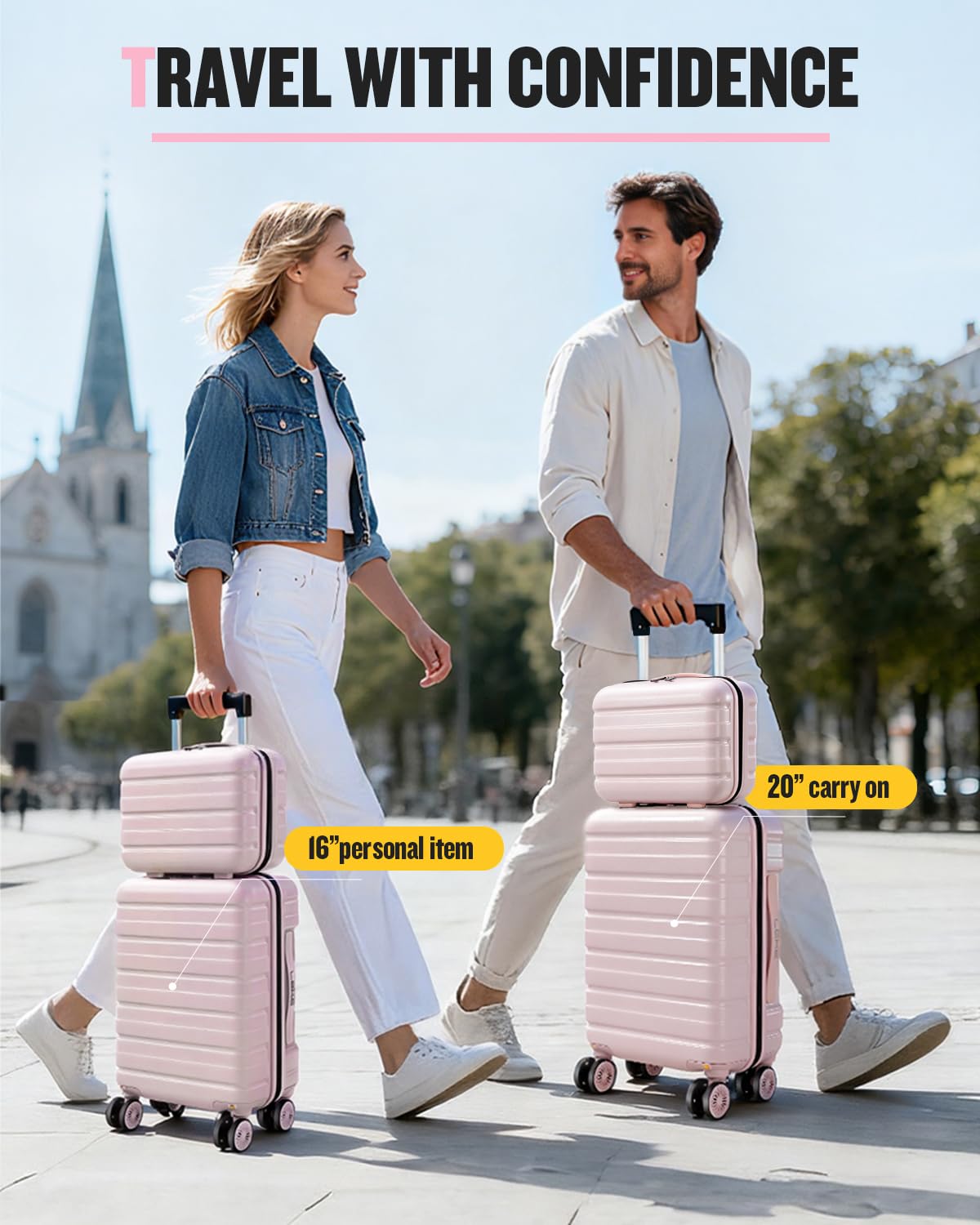 16 Inch Underseat Carry On Luggage Light Pink Z80176