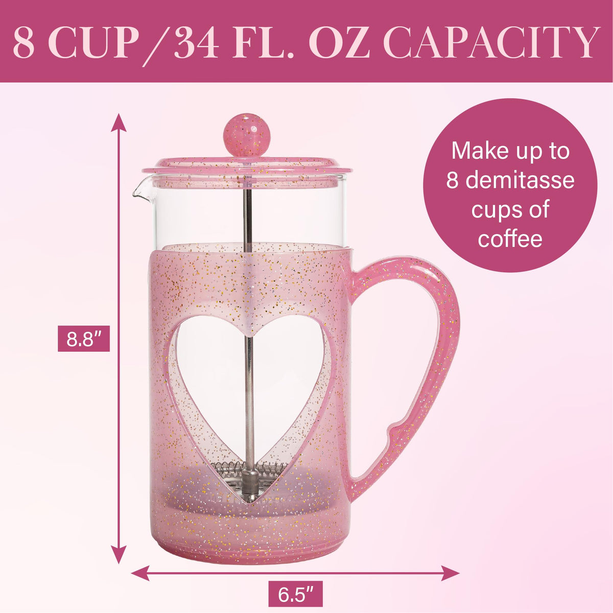 8-Cup Pink French Press Coffee Maker M188707