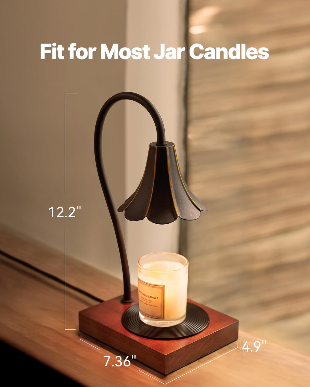 Black Candle Warmer Lamp with Timer & Stepless Dimmable I777