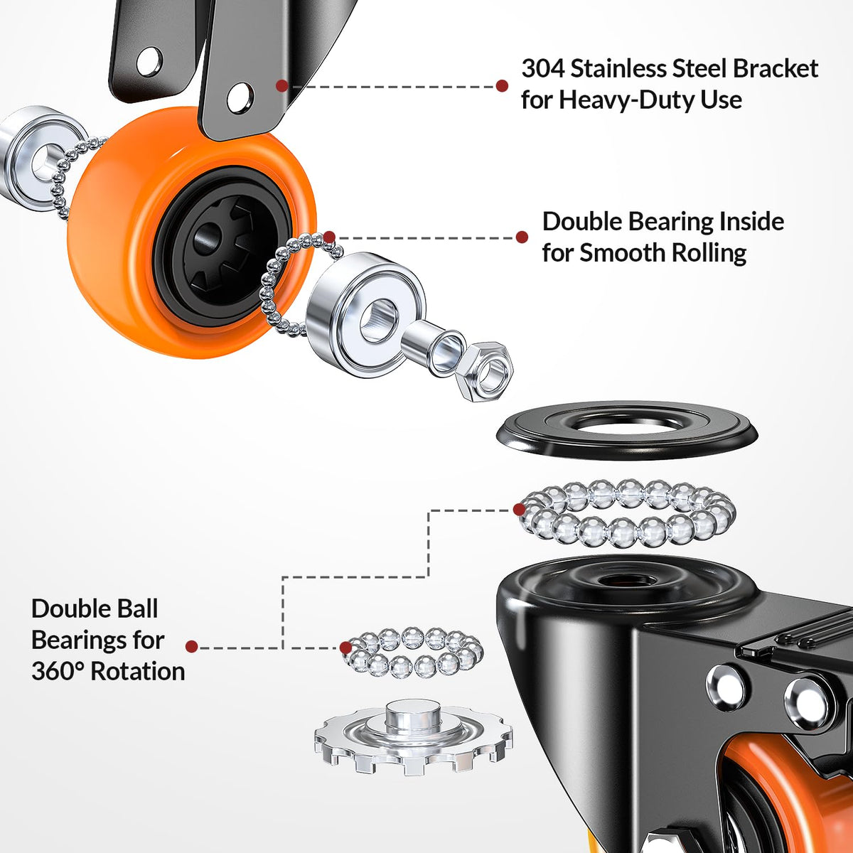 2 Inch Side Mount Caster Wheels Set of 4 D7821