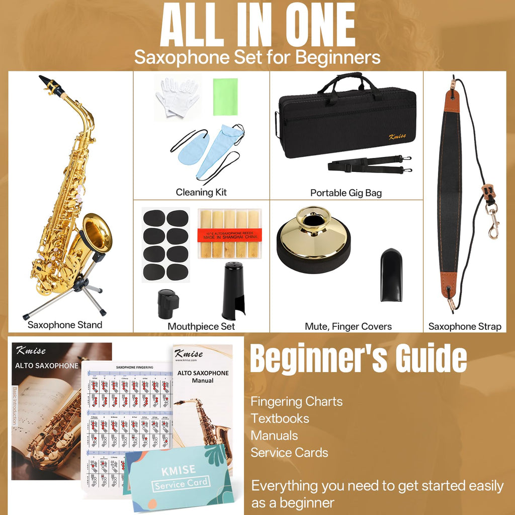 E Flat Alto Saxophone Full Kit with Portable Case (Gold) L834