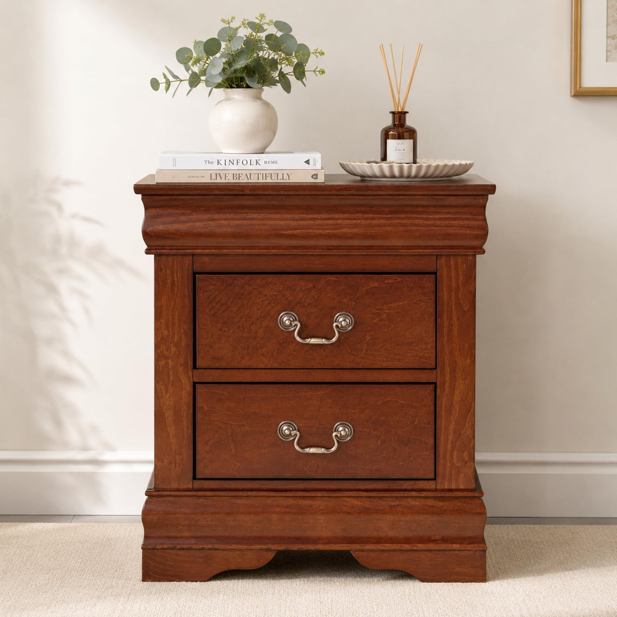 Solid Wood 2 Drawer Nightstand Z641150