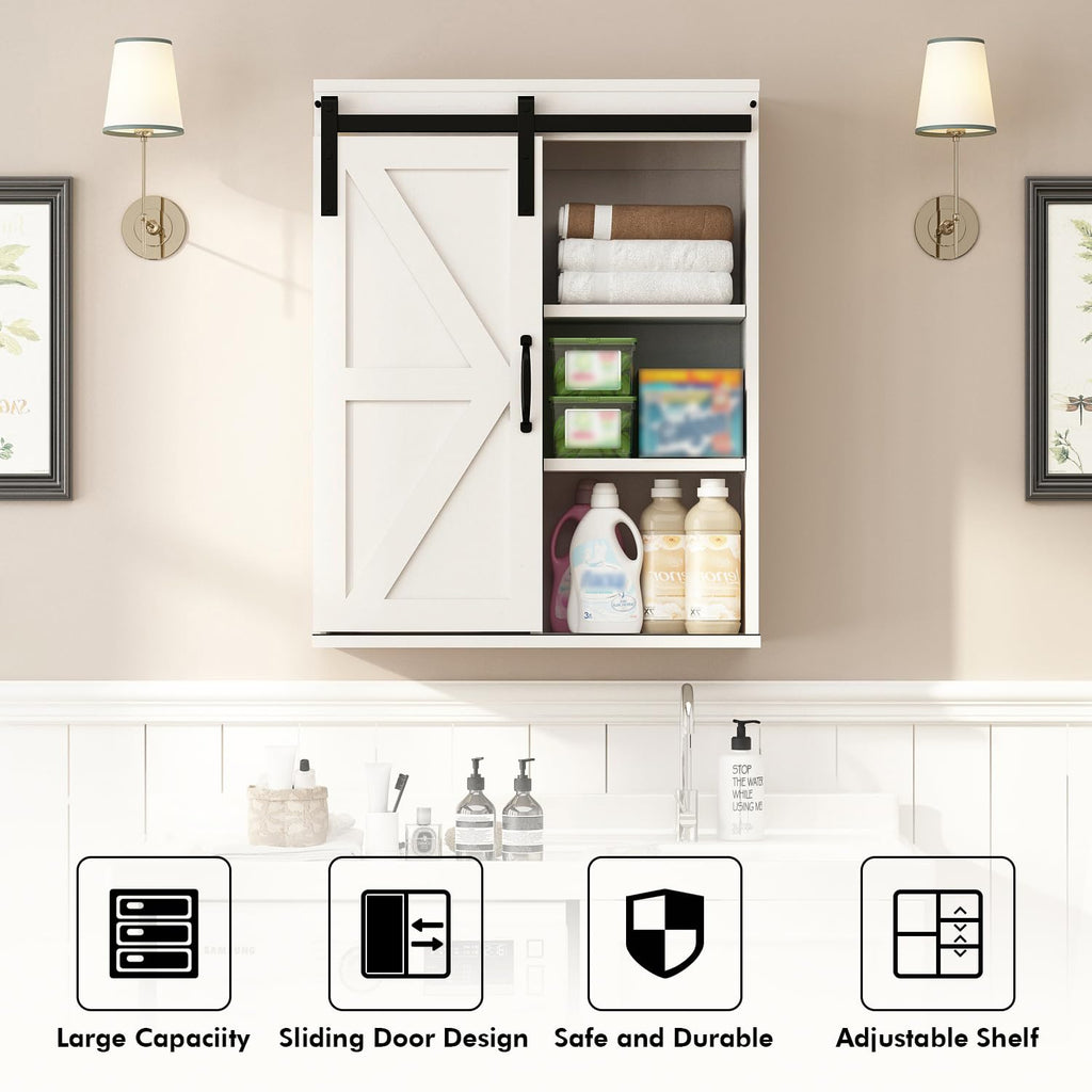 Wall Cabinet with Sliding Barn Door Z837254