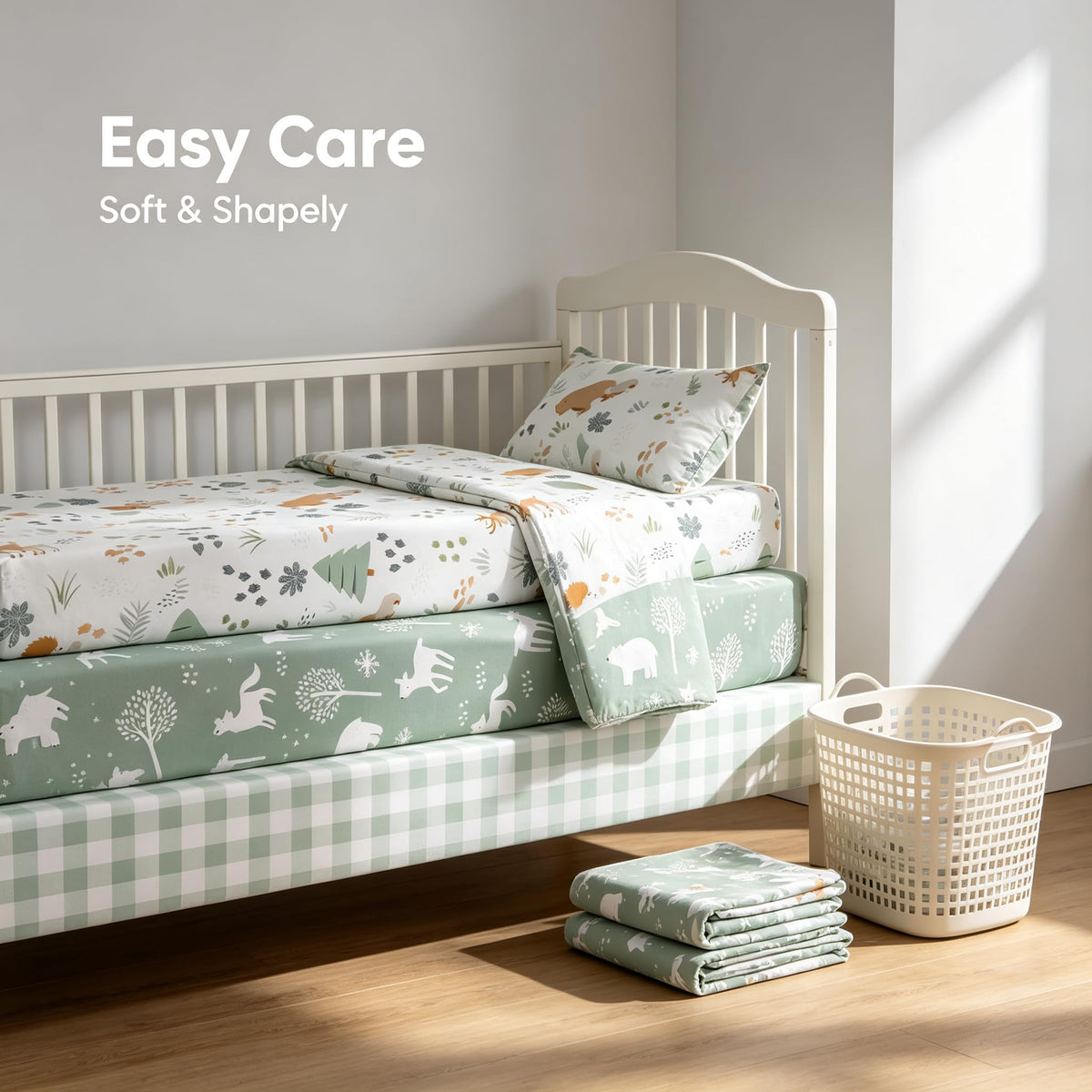 3 Pack Fitted Neutral Baby Crib Sheets S644835