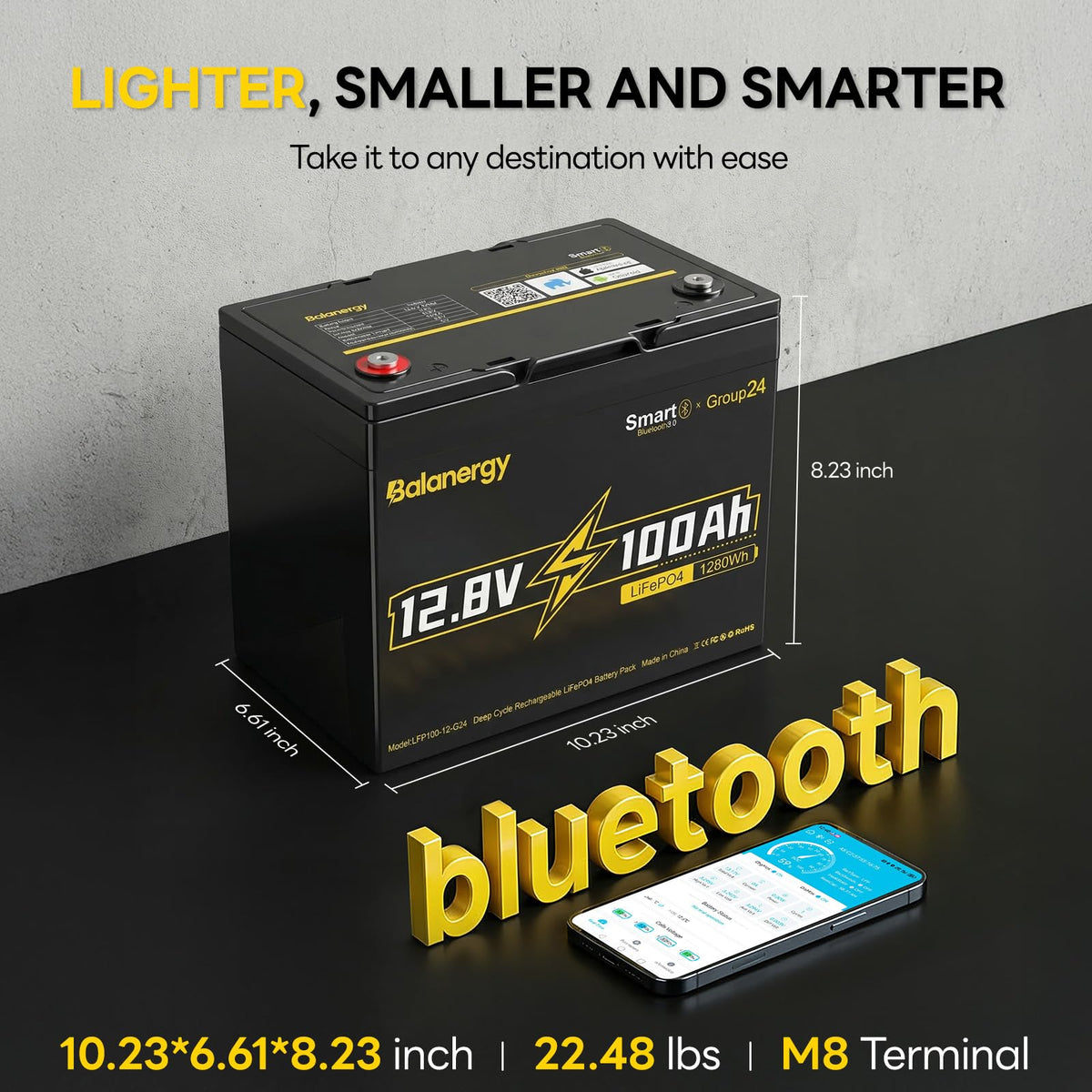 12V 100Ah LiFePO4 Lithium Battery with 100A BMS O62486