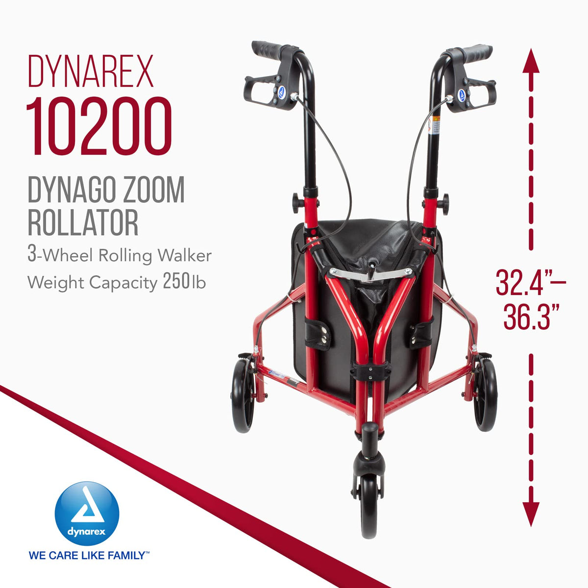 Foldable Lightweight 3-Wheel Rollator with Storage Pouch P807502