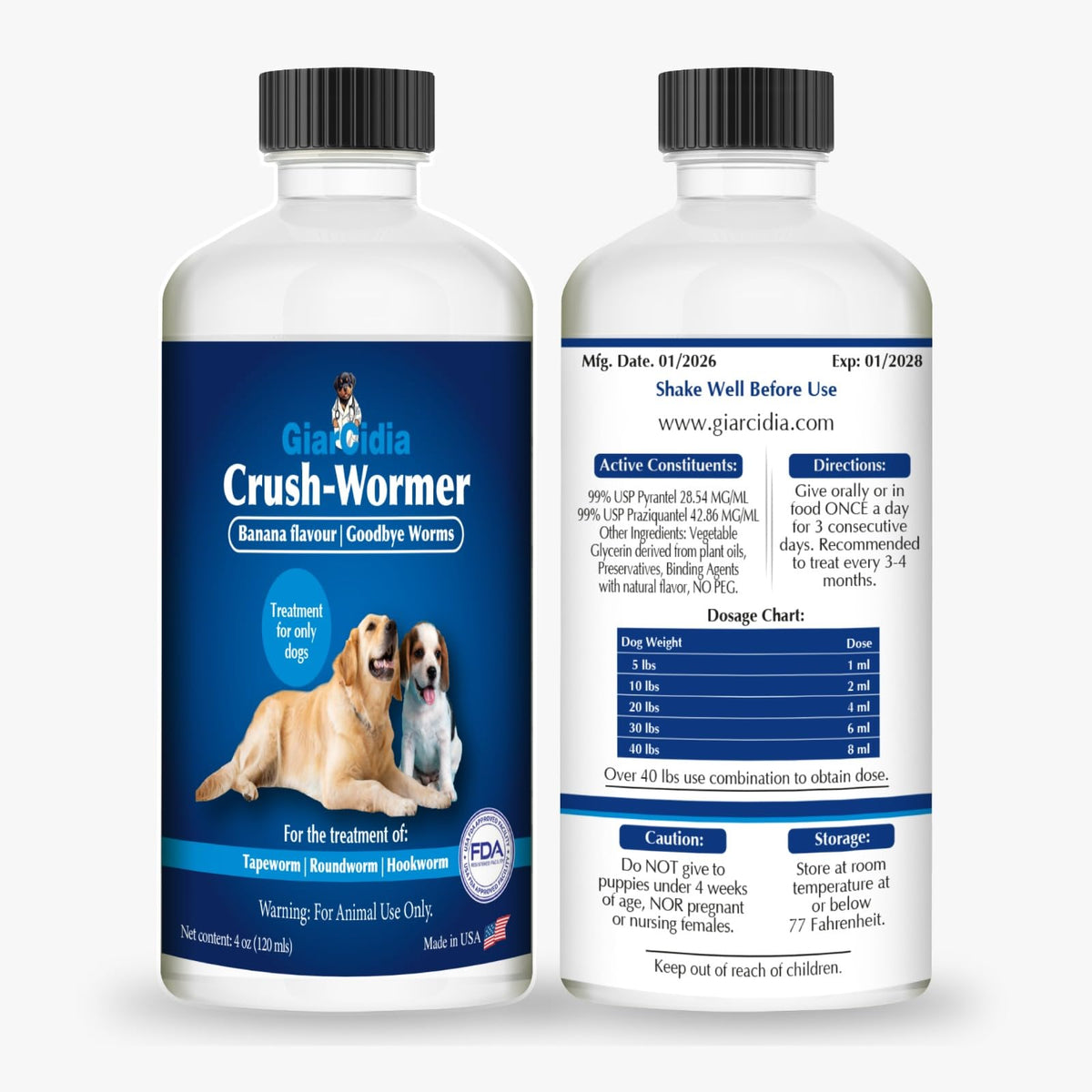Broad Spectrum Dog Dewormer Treatment 120ml Banana Flavour P7679