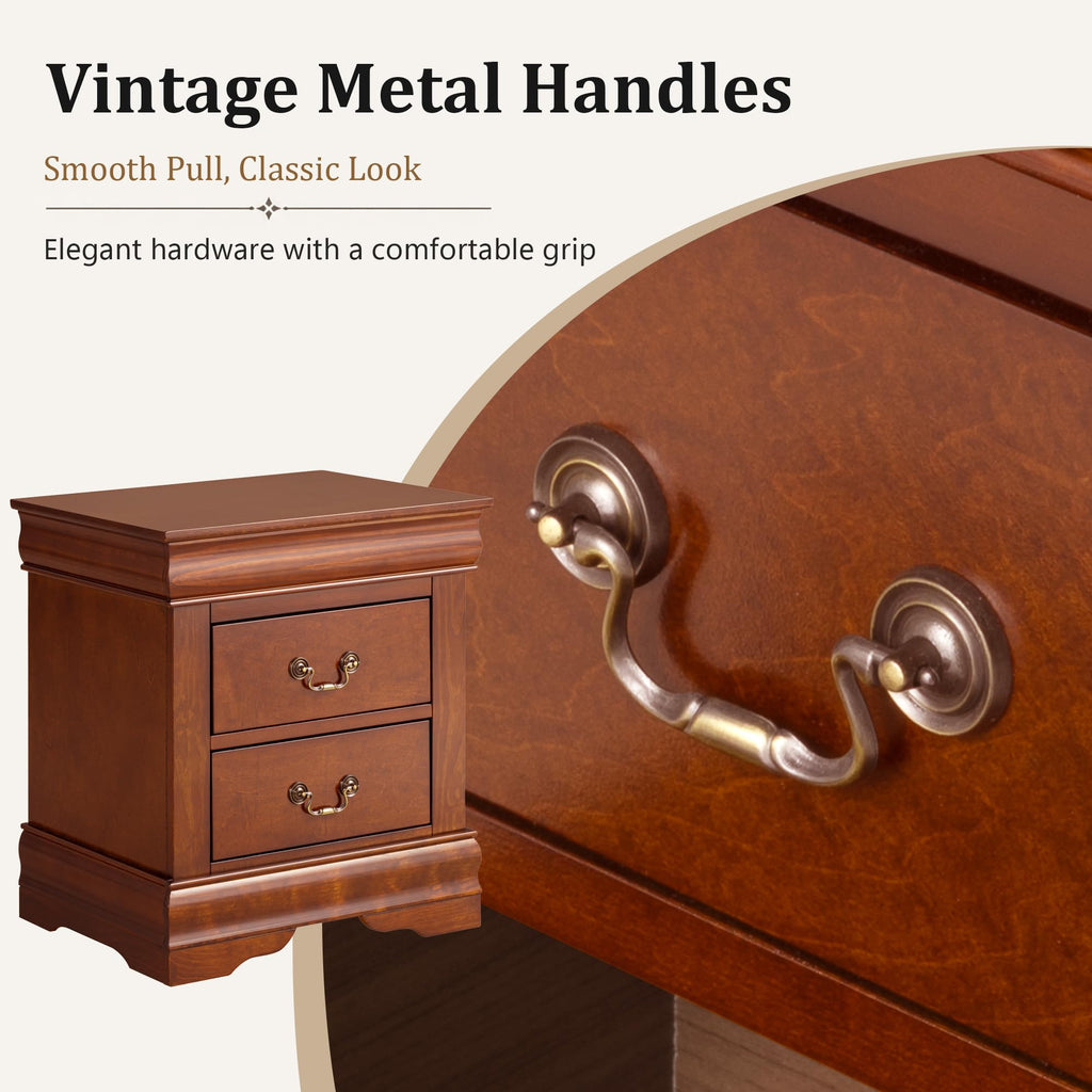 Solid Wood 2 Drawer Nightstand Z641150