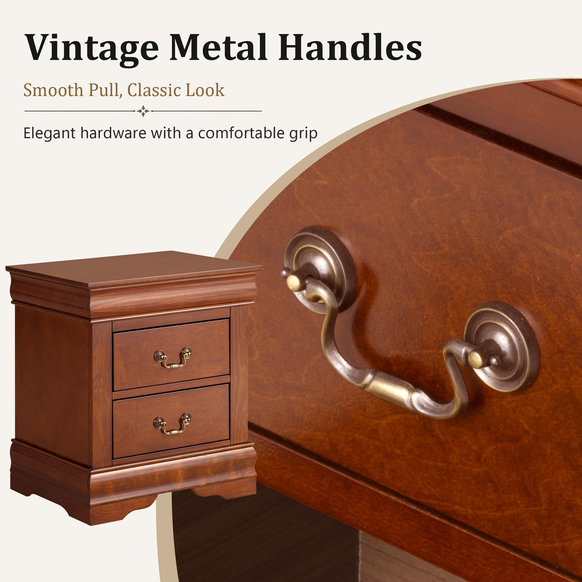 Solid Wood 2 Drawer Nightstand Z641150