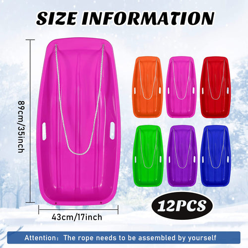12 Pcs 35 Inch Plastic Snow Sleds O988135