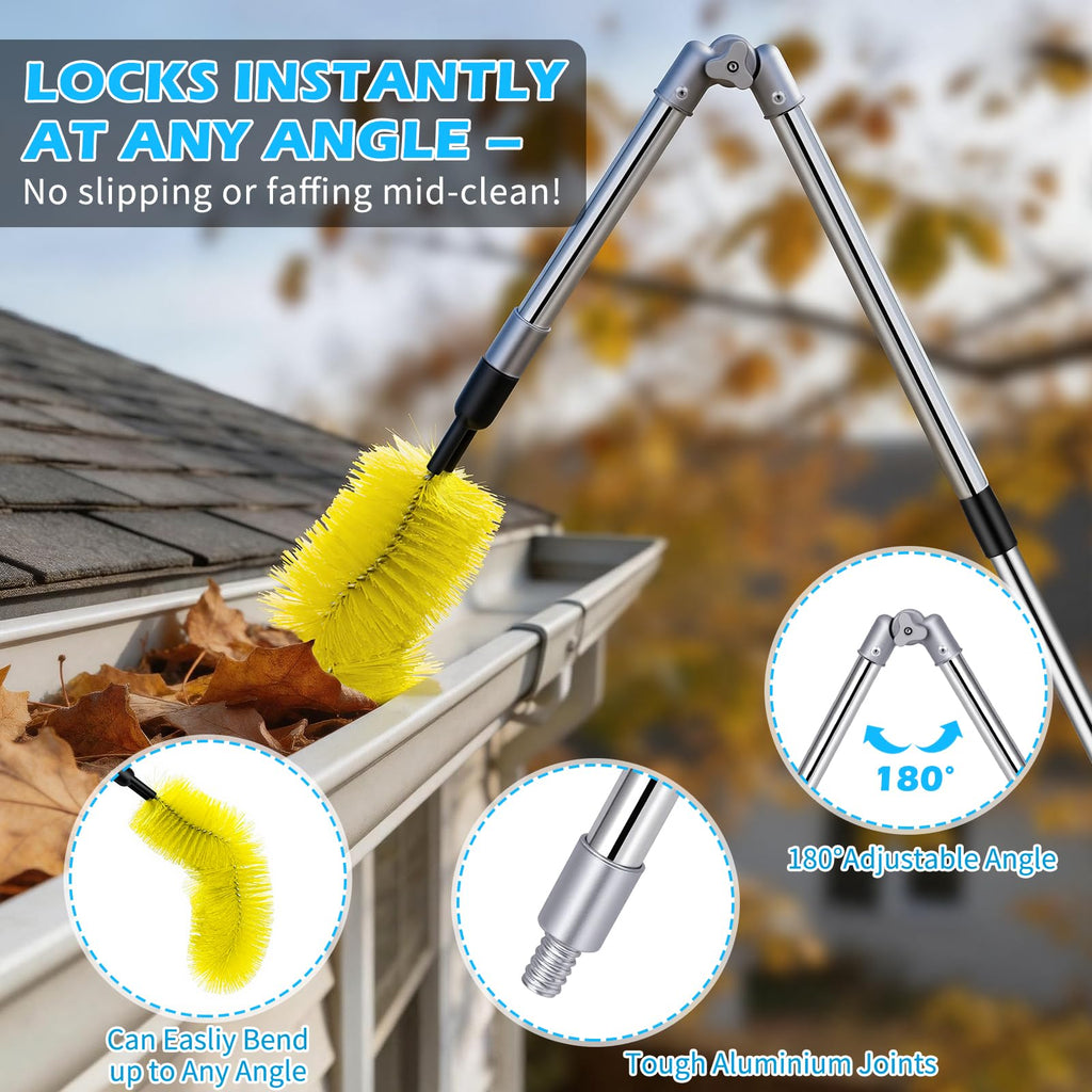 13FT Adjustable Gutter Cleaning Brush Kit with Shovel W841