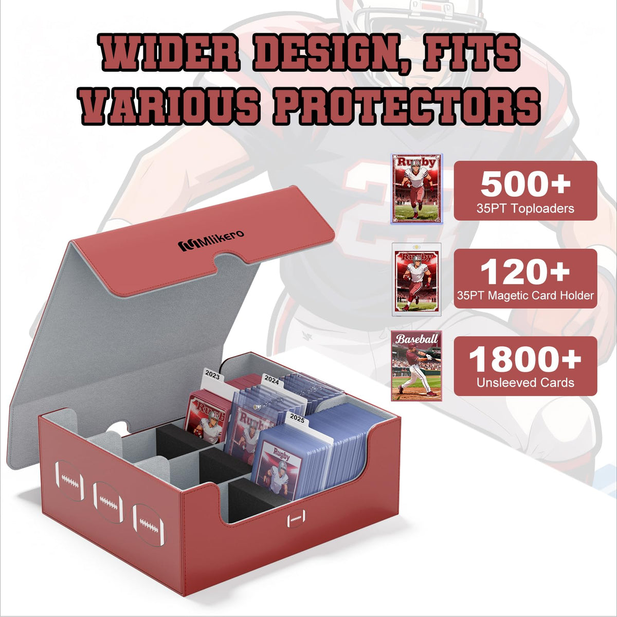 Football Card Storage Box with Magnetic Closure Z630
