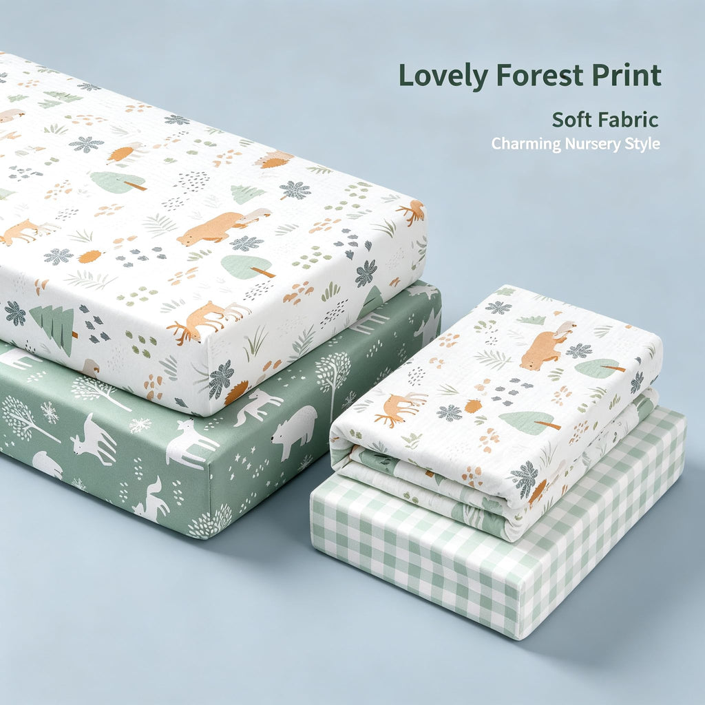 3 Pack Fitted Neutral Baby Crib Sheets S644835