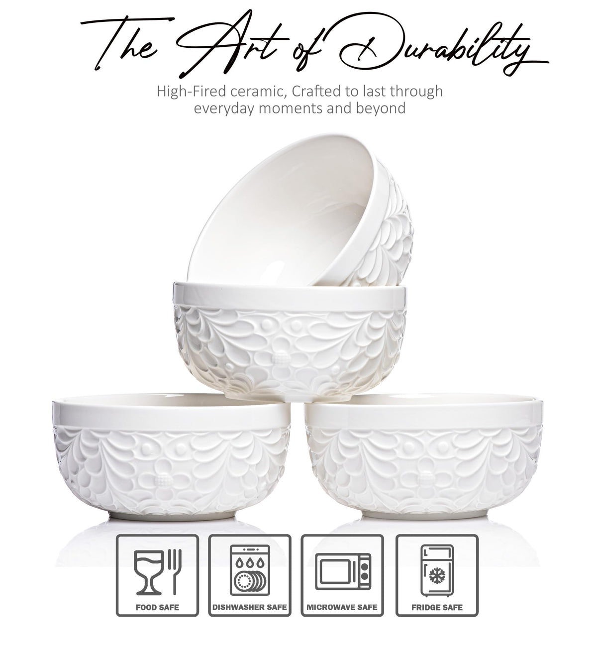 22 Oz Ceramic Bowls Set of 4 T10532