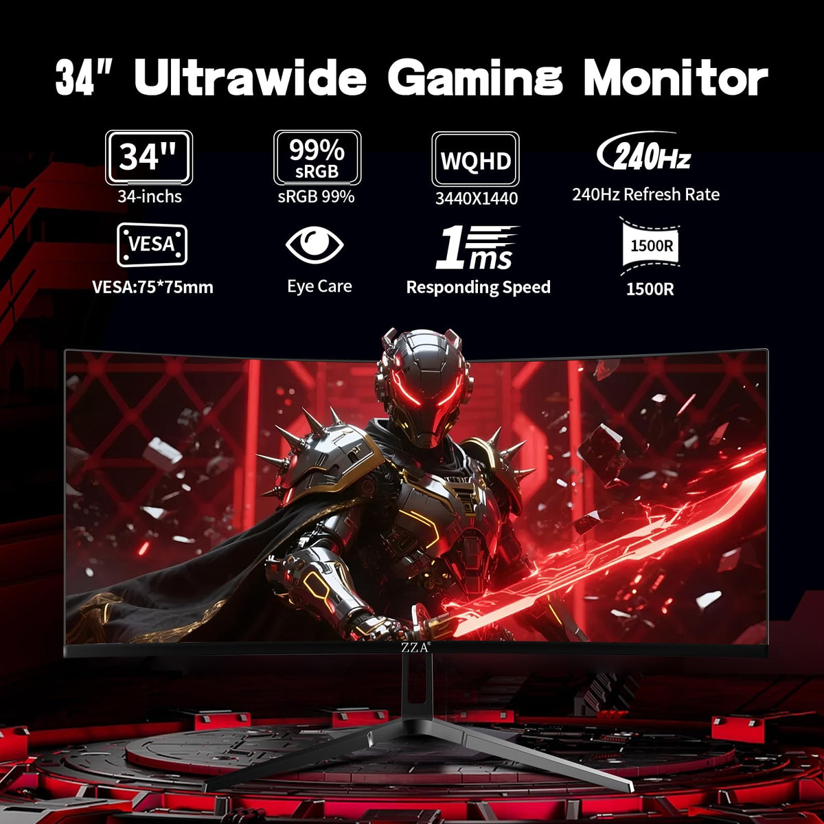 34 Inch Curved Ultrawide Gaming Monitor 240Hz WQHD O44502