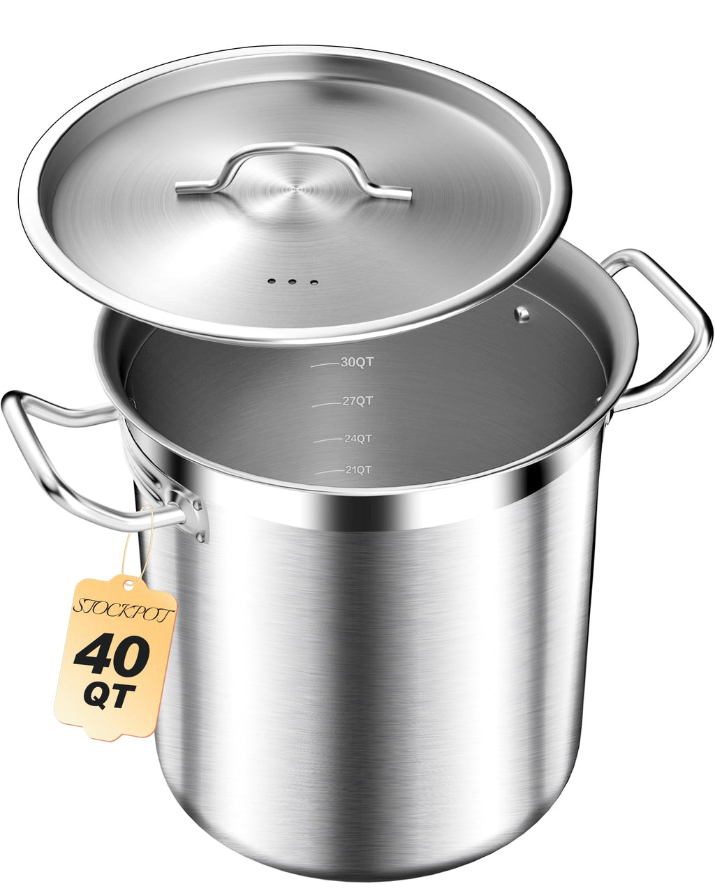 Large Stainless Steel Stockpot with Lid 40 Quart Z60347