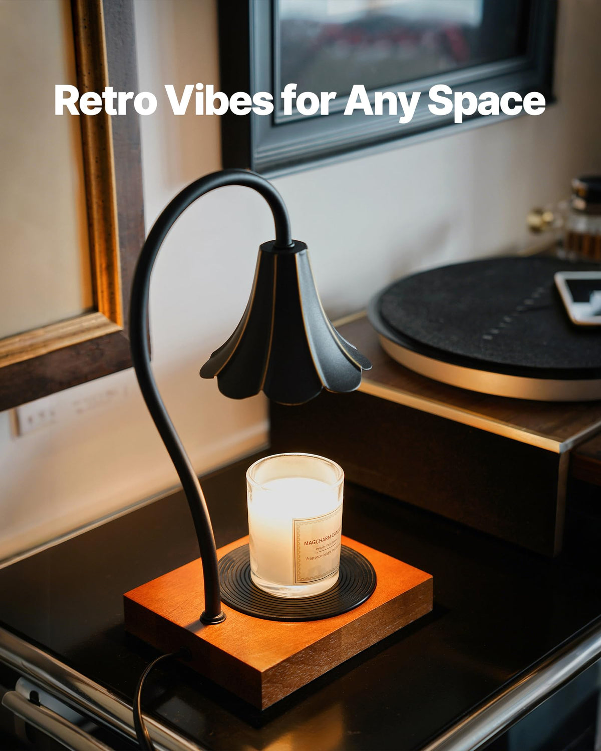 Black Candle Warmer Lamp with Timer & Stepless Dimmable I777