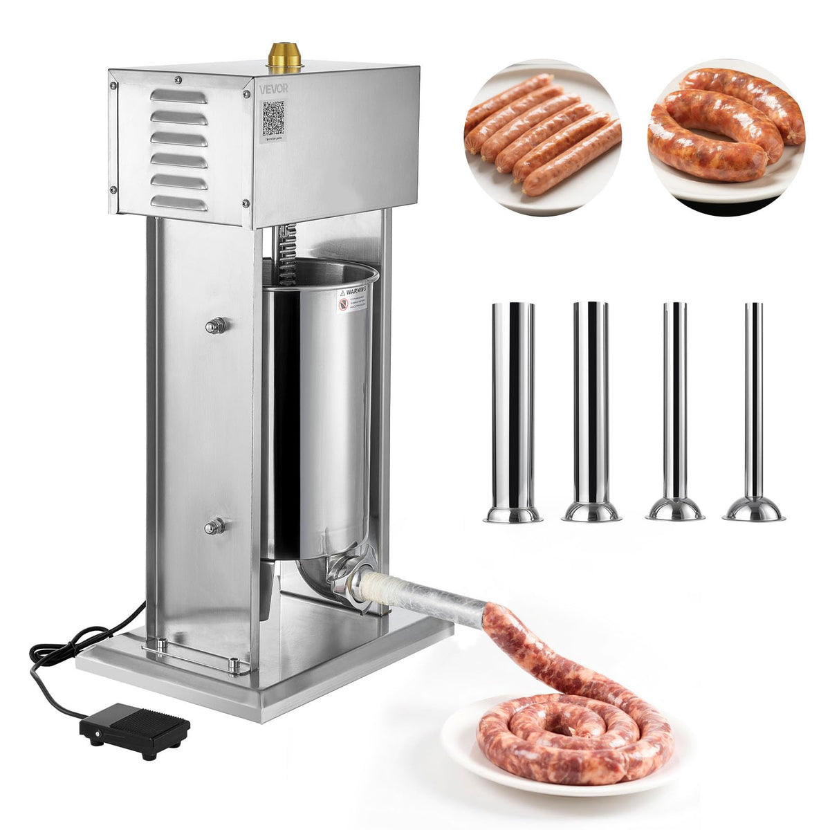 25 LBS Stainless Steel Electric Sausage Stuffer with 4 Stuffing Tubes X5298