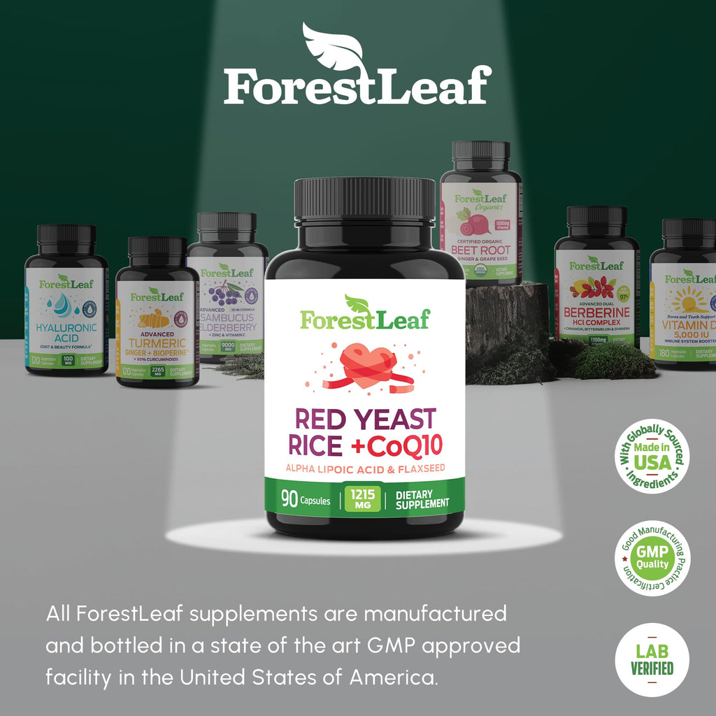 Red Yeast Rice 1215 mg CoQ10 Alpha Lipoic Acid Flaxseed 90 Capsules V691