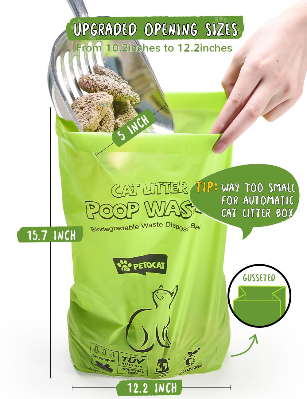 Biodegradable Unscented Cat Litter Bags 100 Count T641