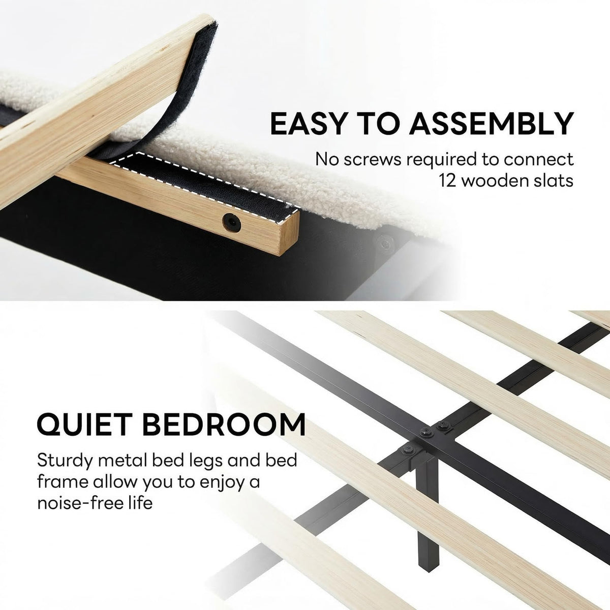 Queen Bed Frame with USB Ports & Wingback Headboard R73130
