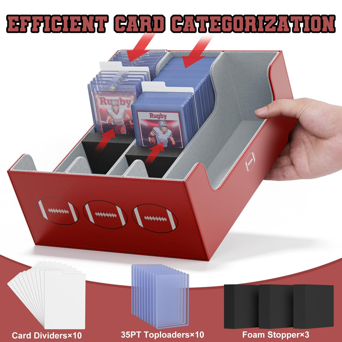 Football Card Storage Box with Magnetic Closure Z630