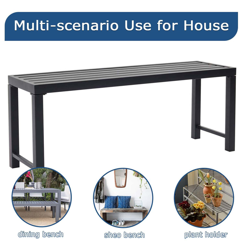 46" Black Metal Backless Outdoor Bench X318911