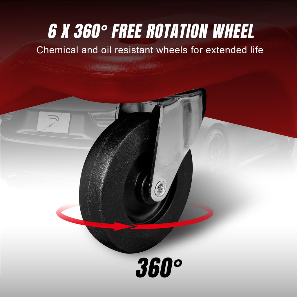 Rolling Garage Creeper with Padded Headrest and 6 Casters D355