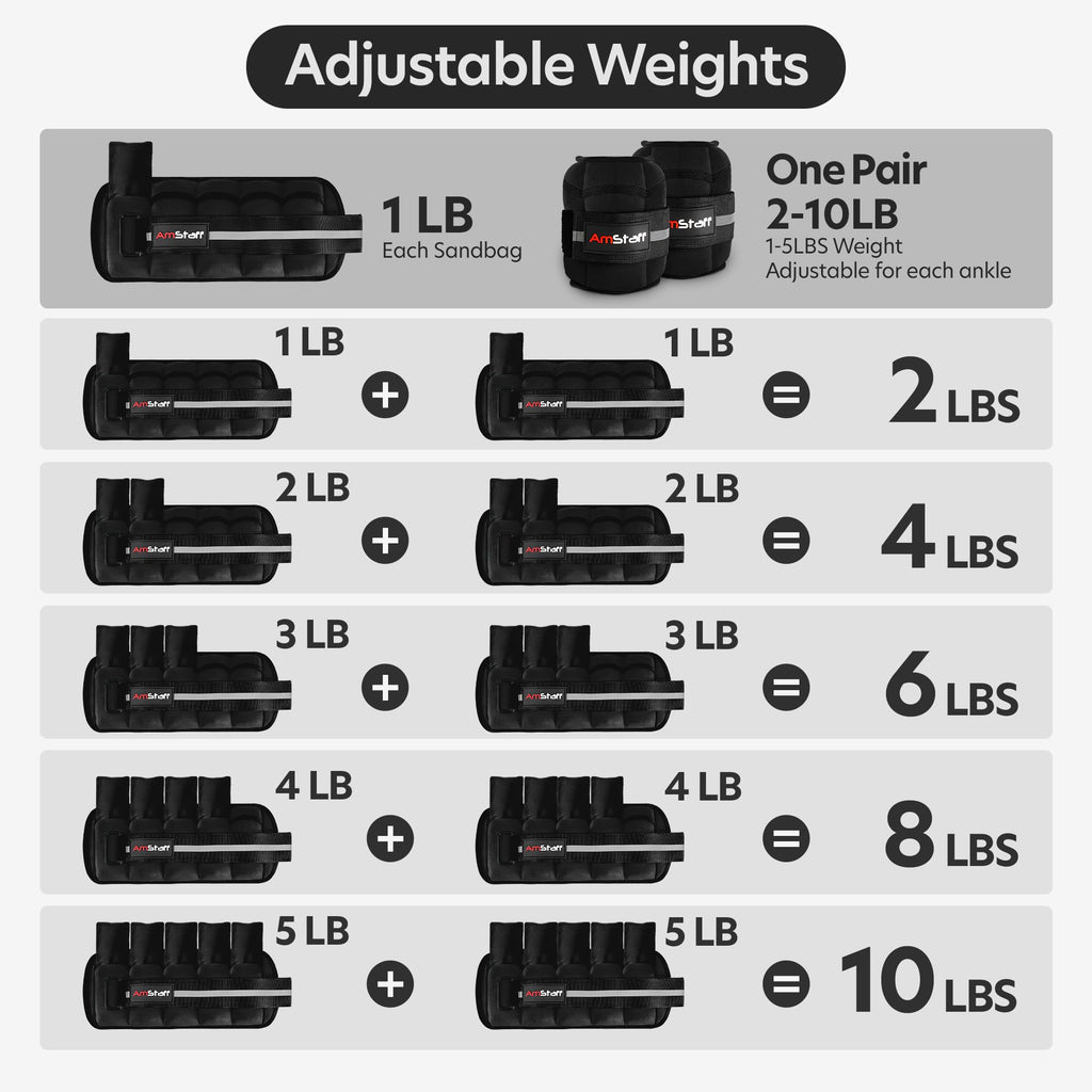 Adjustable Ankle Weights 1 Pair 10 lbs Set U26838