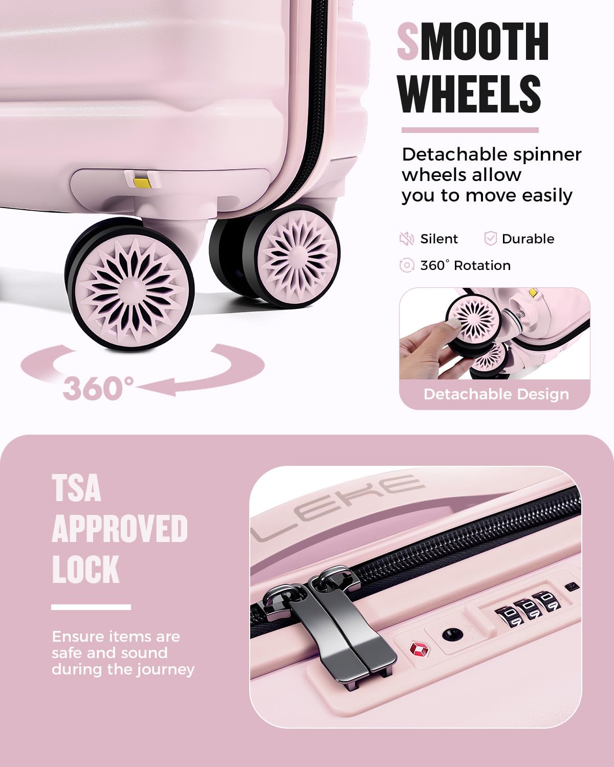 16 Inch Underseat Carry On Luggage Light Pink Z80176