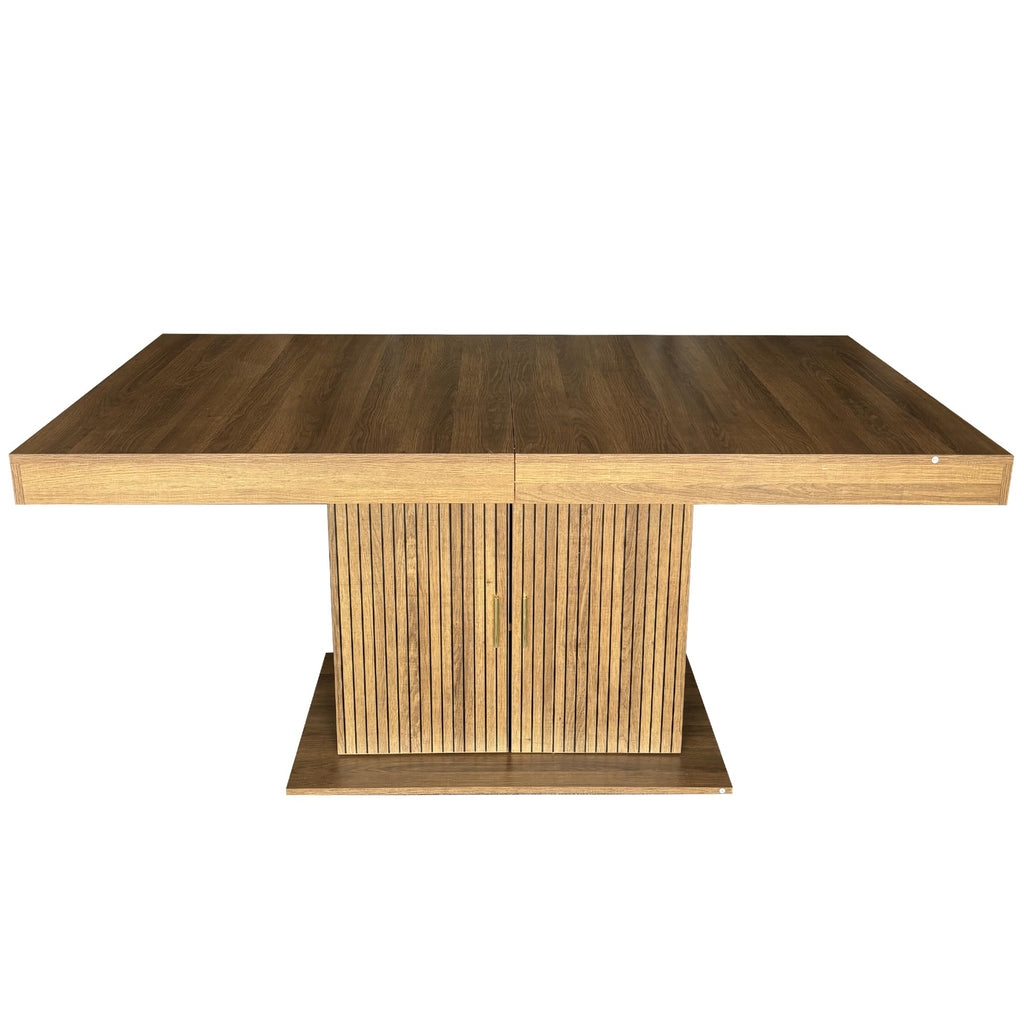 Brown 9 Piece Extendable Dining Table Set with 8 Suede Chairs A8405