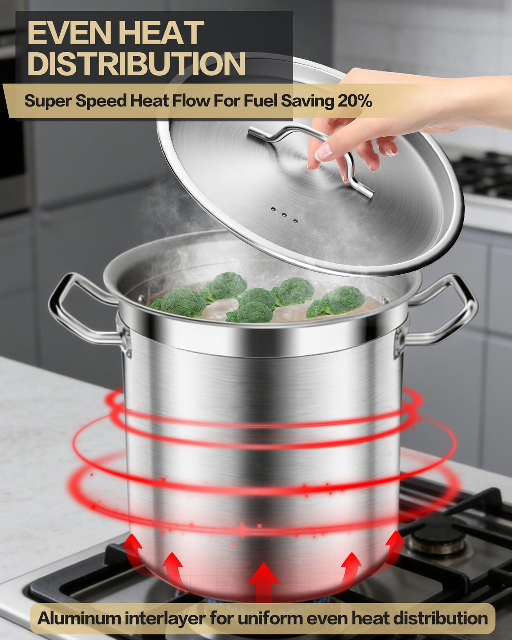 Large Stainless Steel Stockpot with Lid 40 Quart Z60347