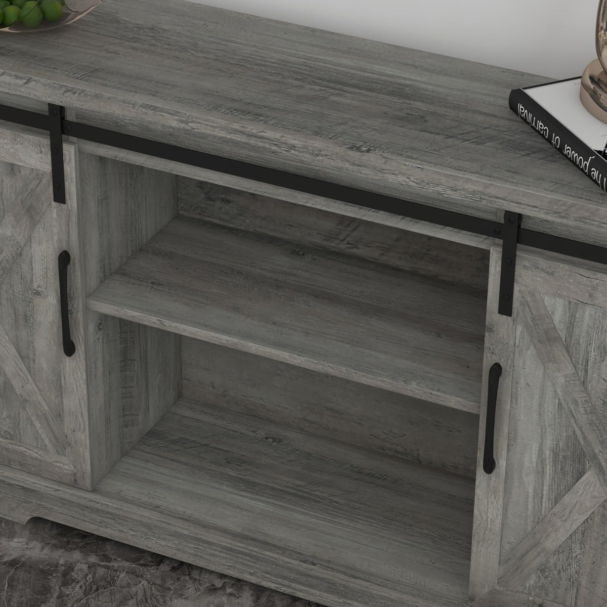 65 Inch TV Stand with Sliding Barn Doors G232118