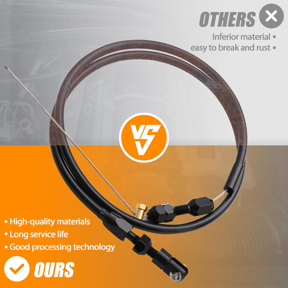 36-Inch LS Throttle Cable Stainless Steel Braided B237076