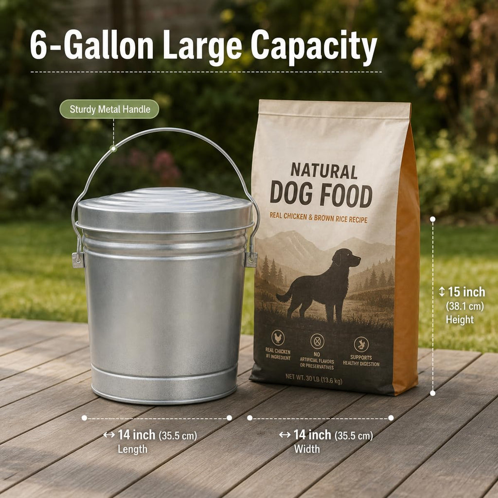 6 Gallon Galvanized Storage Can with Lid M209