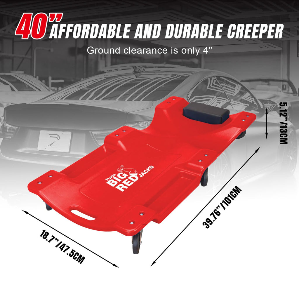 Rolling Garage Creeper with Padded Headrest and 6 Casters D355