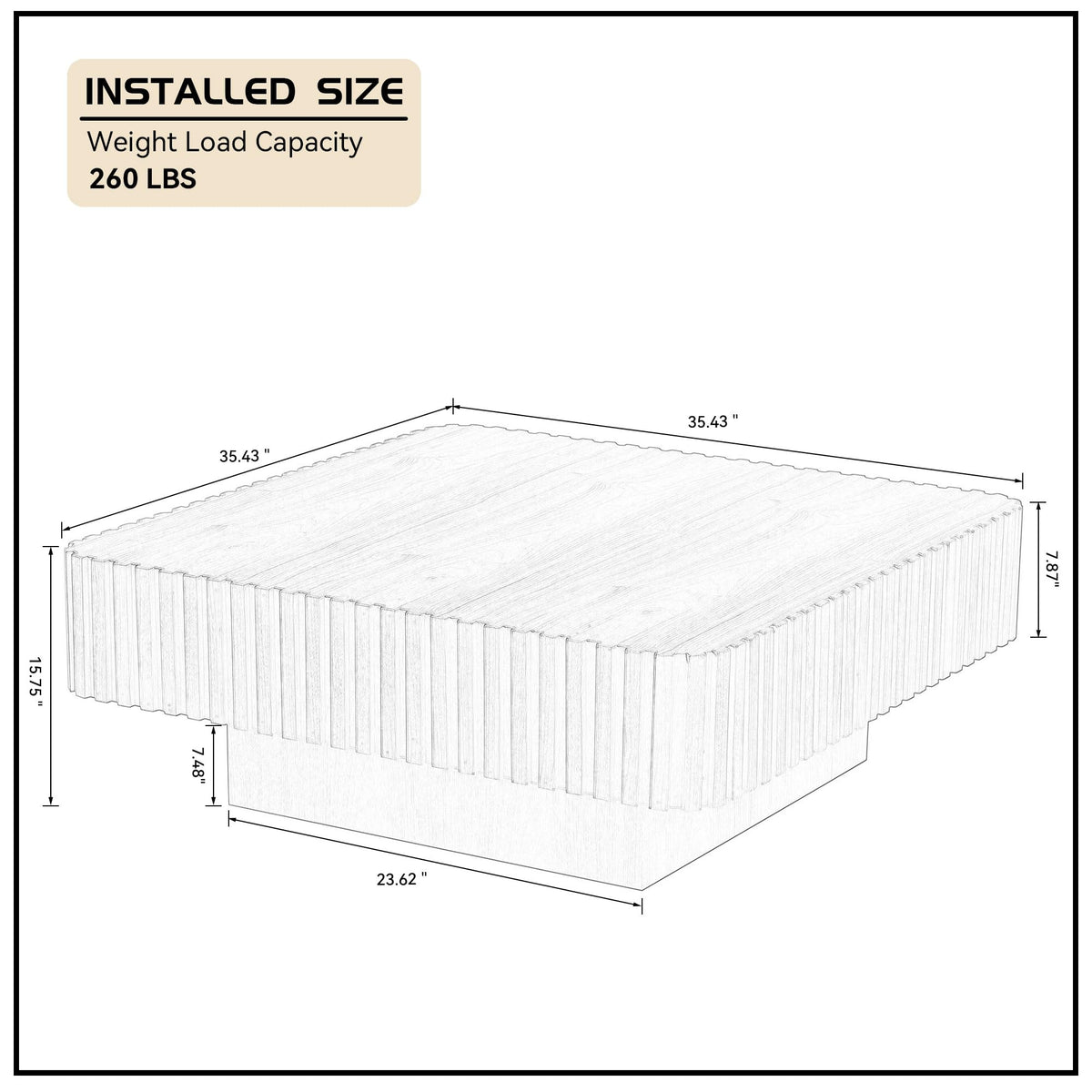 35.43" Square Wood Coffee Table I5657