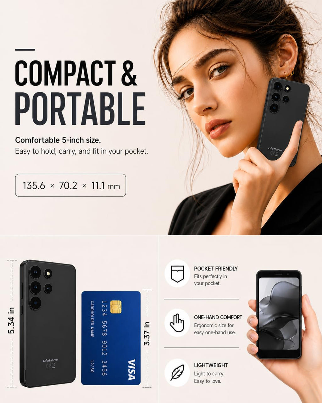 Unlocked 5" Compact Android Smartphone N6182