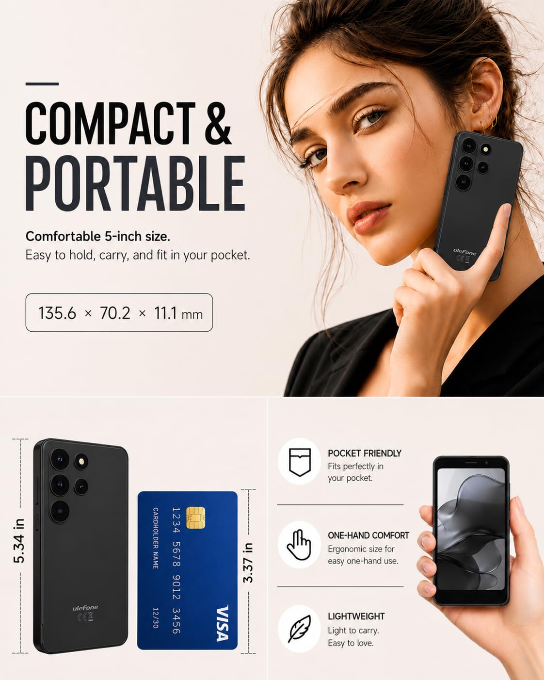 Unlocked 5" Compact Android Smartphone N6182