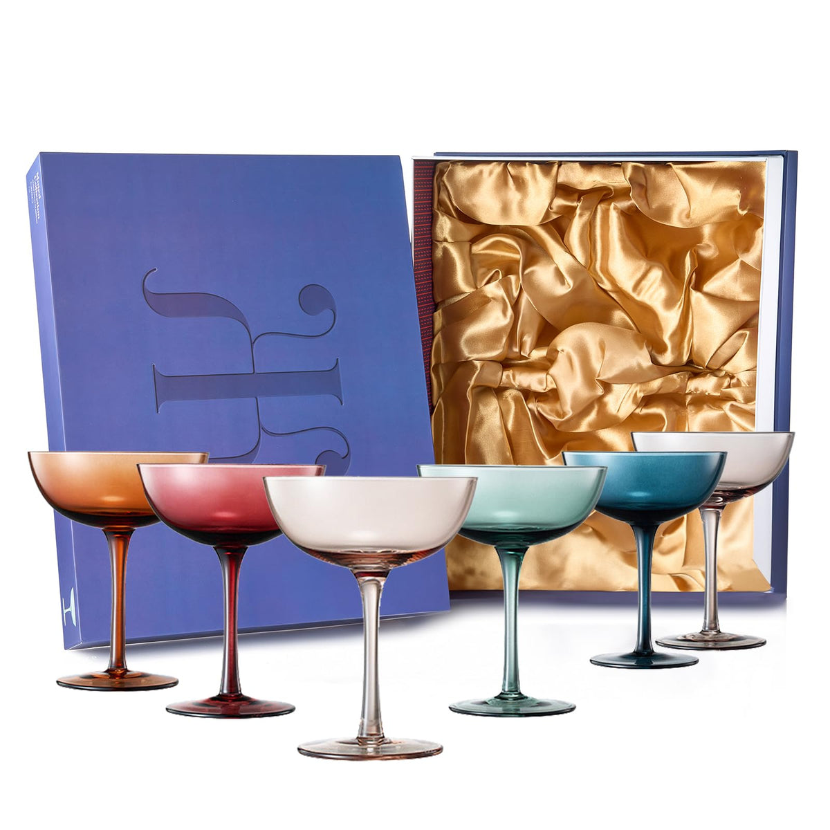Colored Crystal Coupe Glasses Set of 6 U560085