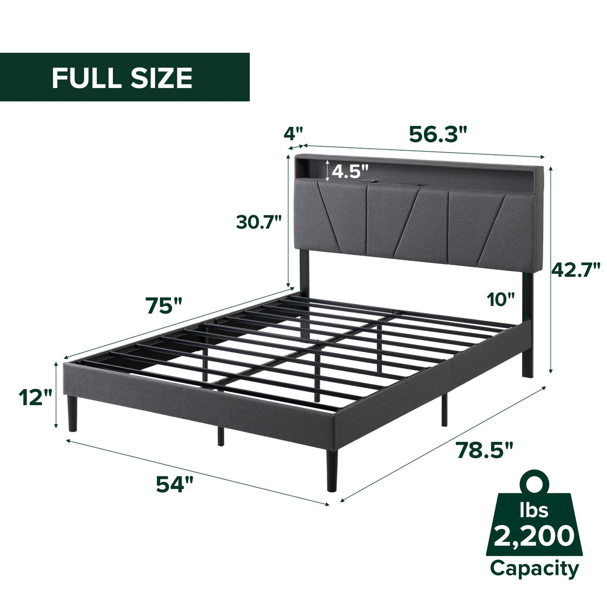 Upholstered Platform Bed Frame Full N238