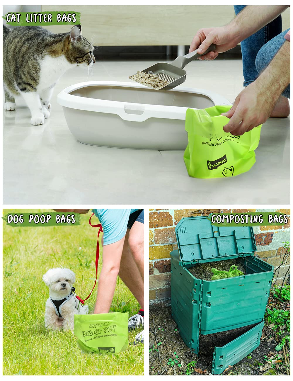 Biodegradable Unscented Cat Litter Bags 100 Count T641