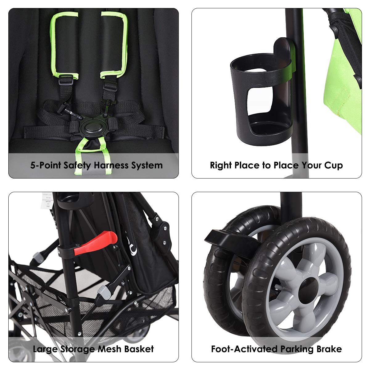 Lightweight Compact Travel Stroller Green T58566