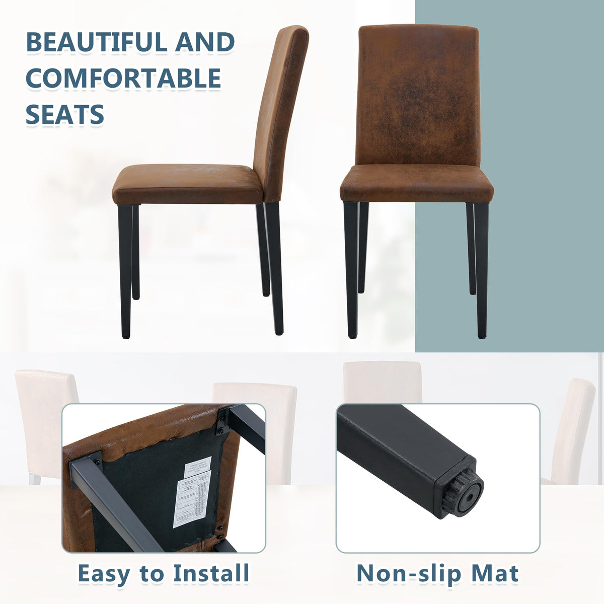 Brown 9 Piece Extendable Dining Table Set with 8 Suede Chairs A8405