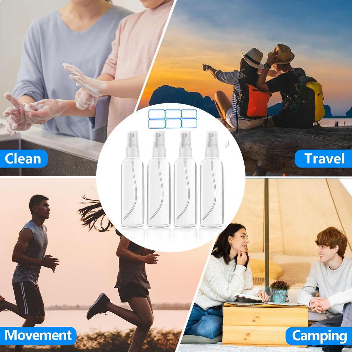 4 Pack 3.4 Oz Travel Bottles K16899