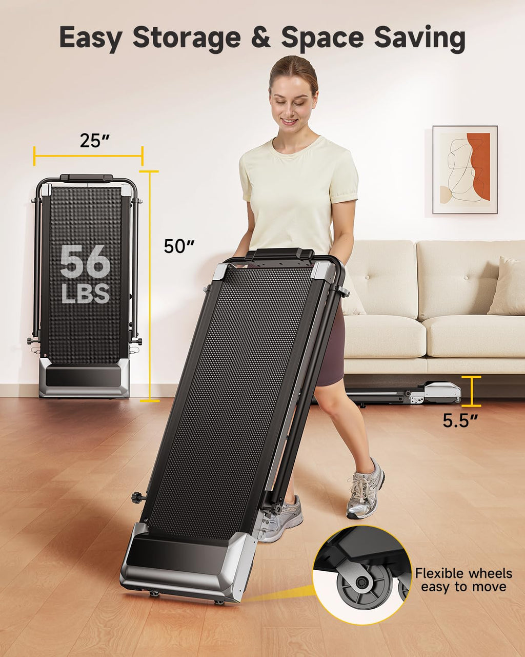 Folding Treadmill with Incline and Adjustable Handle Bar D1002