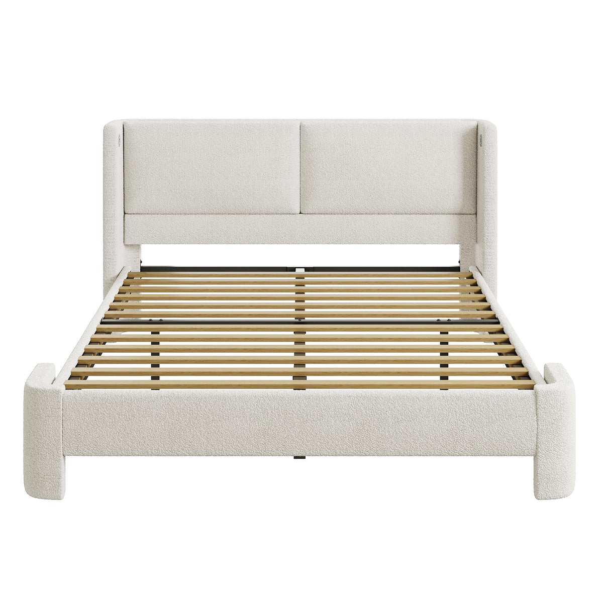 Queen Bed Frame with USB Ports & Wingback Headboard R73130
