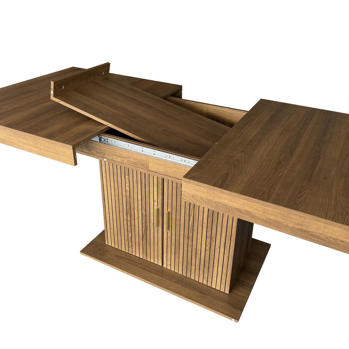 Brown 9 Piece Extendable Dining Table Set with 8 Suede Chairs A8405