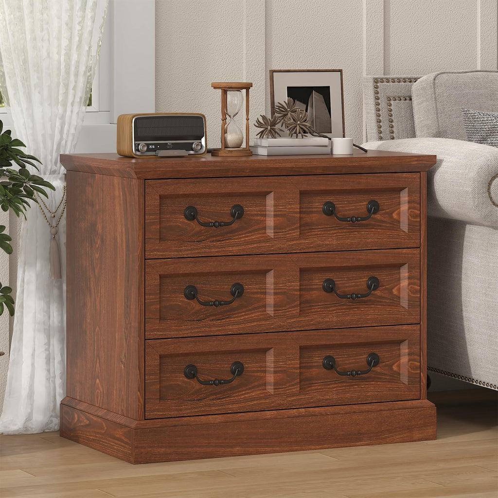 Cherry Wood Nightstand with Charging Station Y968669